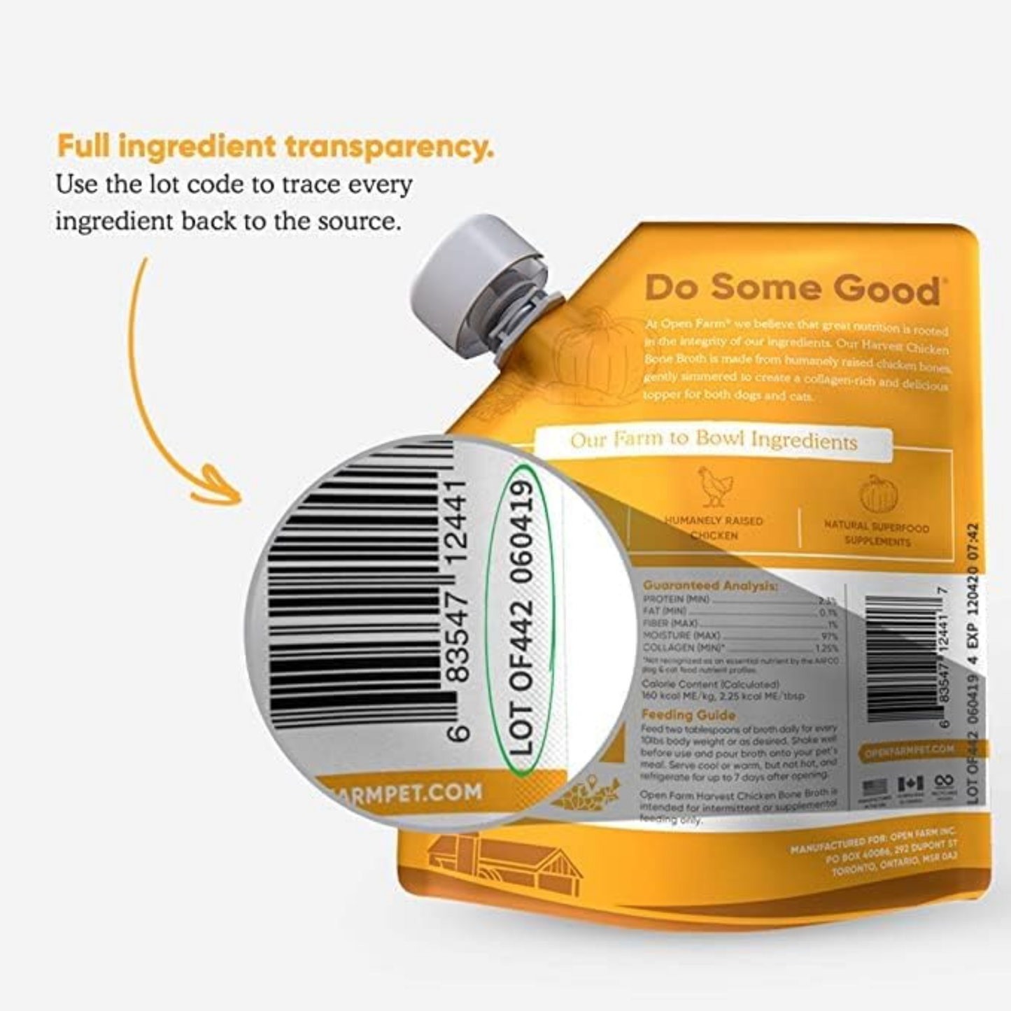 Open Farm Bone Broth Food Topper for Dogs & Cats – Harvest Chicken Recipe, 72 oz (6 Pack) | Natural Superfood with Responsibly Sourced Meat