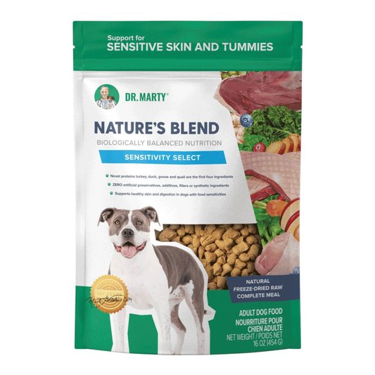 Dr. Marty Nature’s Blend Sensitivity Select Freeze-Dried Raw Dog Food – 16 oz