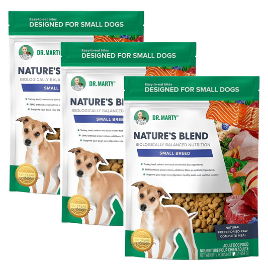 Dr. Marty Nature’s Blend Small Breed Freeze-Dried Raw Dog Food – 18 oz (3 x 6 oz Bags)