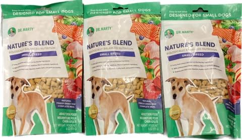 Dr. Marty Nature's Blend Adult Small Breed Freeze-Dried Raw Dog Food 18 oz, (3 bags x 6 oz)