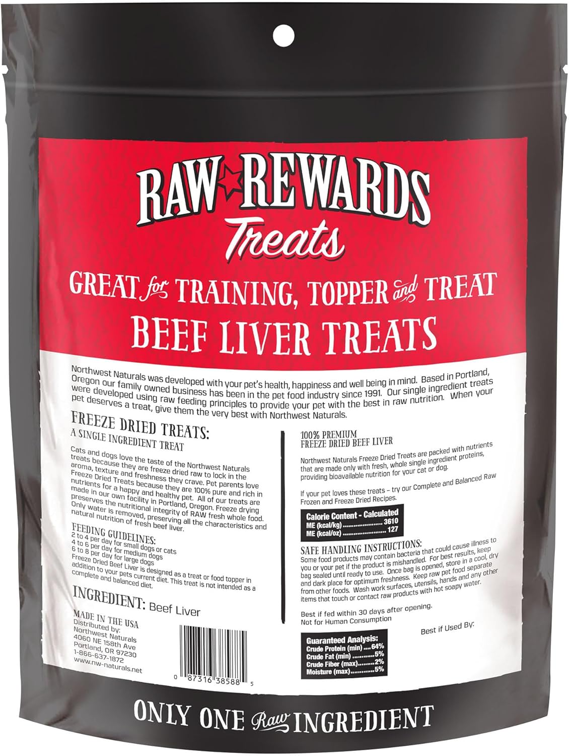 Northwest Naturals Raw Rewards Freeze-Dried Beef Liver Treats for Dogs and Cats - Bite-Sized Pieces - Healthy, 1 Ingredient, Human Grade Pet Food, All Natural - 10 Oz