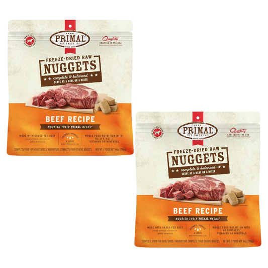 Primal Freeze-Dried Raw Dog Food Nuggets – Beef (14 oz, 2-Pack) | Grain-Free, High-Protein Meal, Topper & Treat