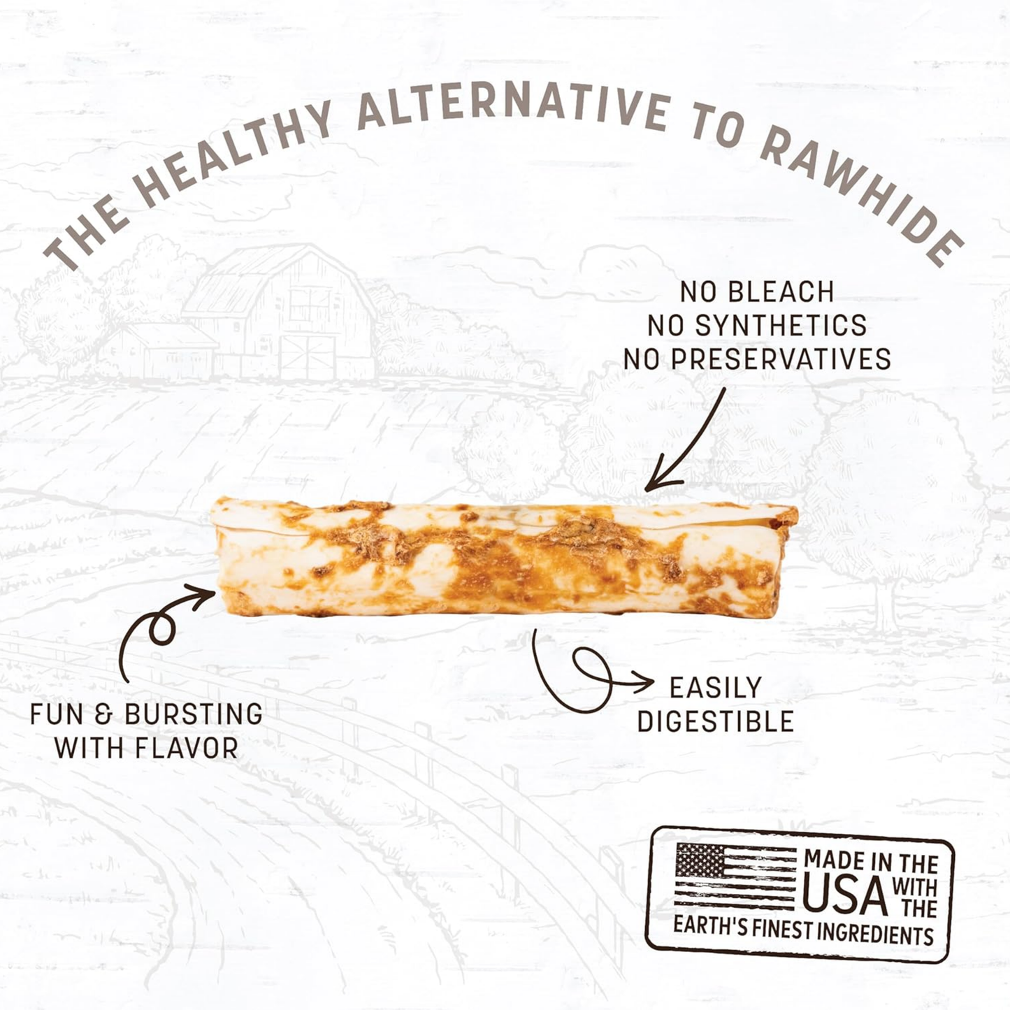 Earth Animal No-Hide Medium Beef Chews – Rawhide-Free Long-Lasting Dog Treats for Aggressive Chewers, 4.2 oz