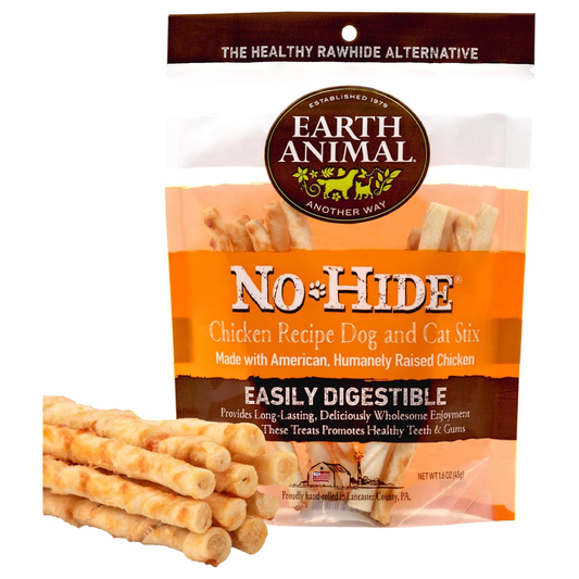 Earth Animal No-Hide Stix Dog Chews – Chicken Flavor, 1.6 oz, Rawhide-Free, Long-Lasting Treats for Small Dogs & Cats