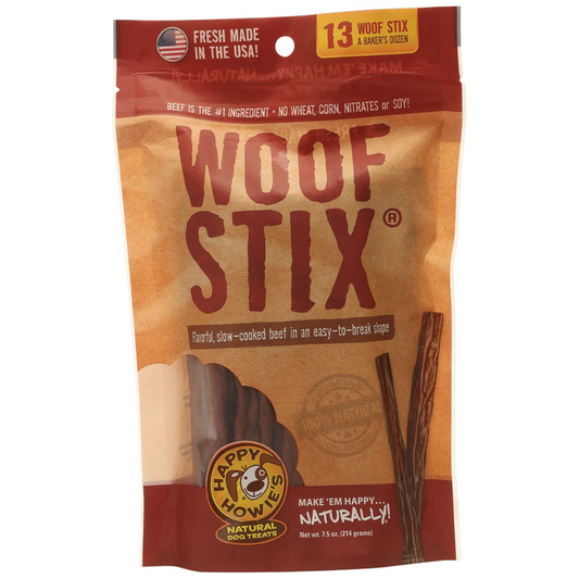 Happy Howie’s Woof Stix – Slow-Cooked Beef Dog Treat, Natural & Chewy, Hormone-Free – 1 Pack