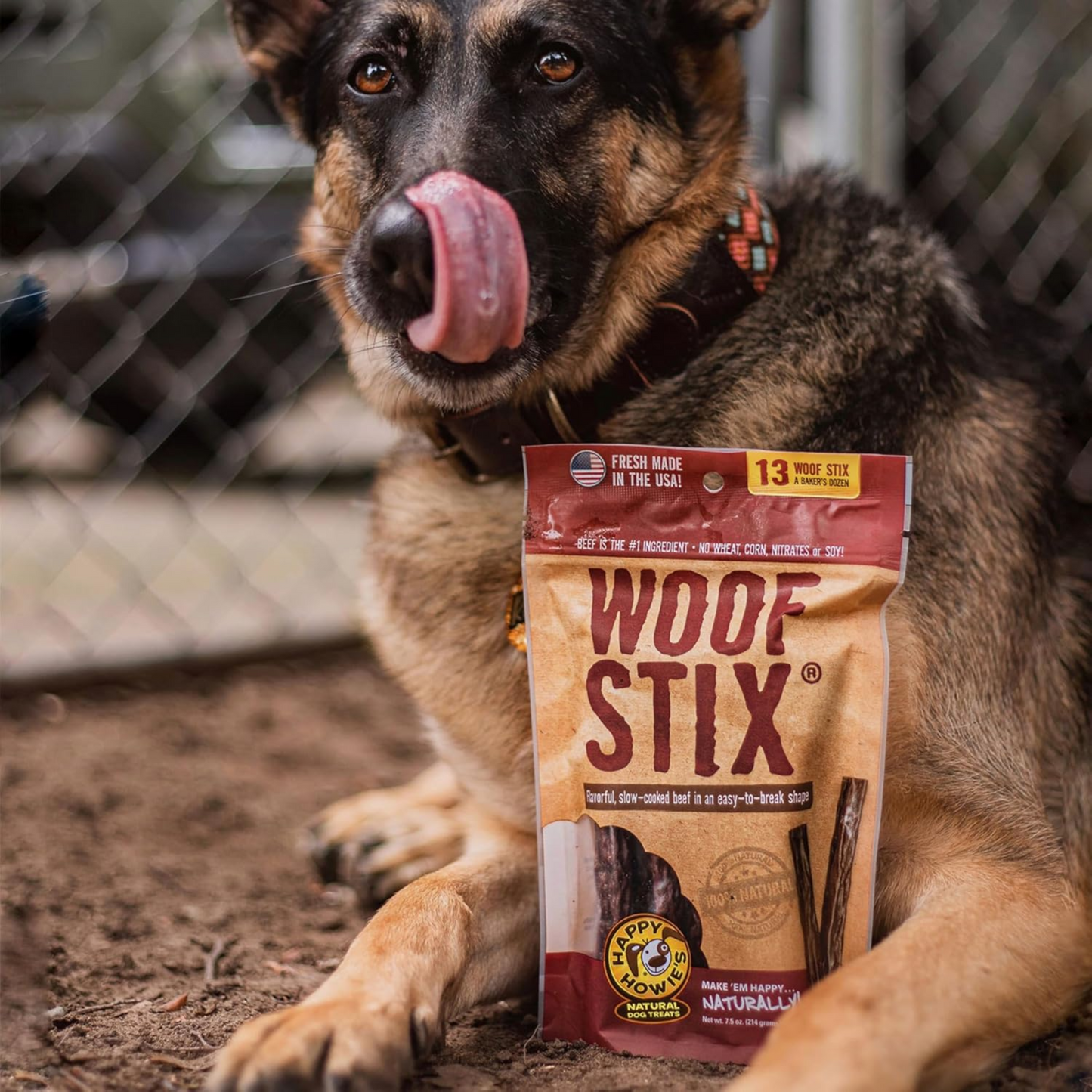 Happy Howie’s Woof Stix – Slow-Cooked Beef Dog Treat, Natural & Chewy, Hormone-Free – 1 Pack