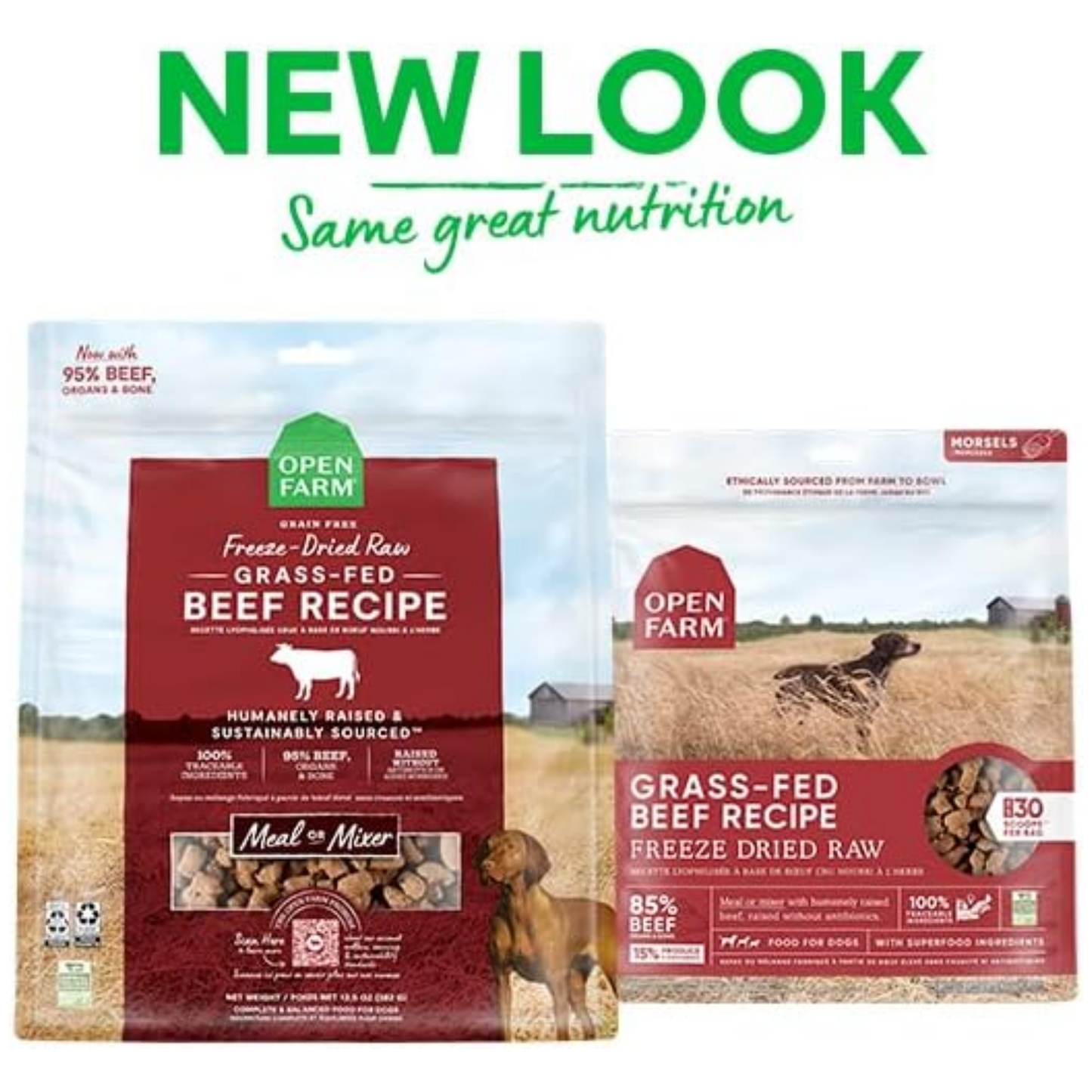 Open Farm Freeze-Dried Raw Dog Food – Grass-Fed Beef Recipe, 13.5 oz | Humanely Raised Meat & Non-GMO Superfoods