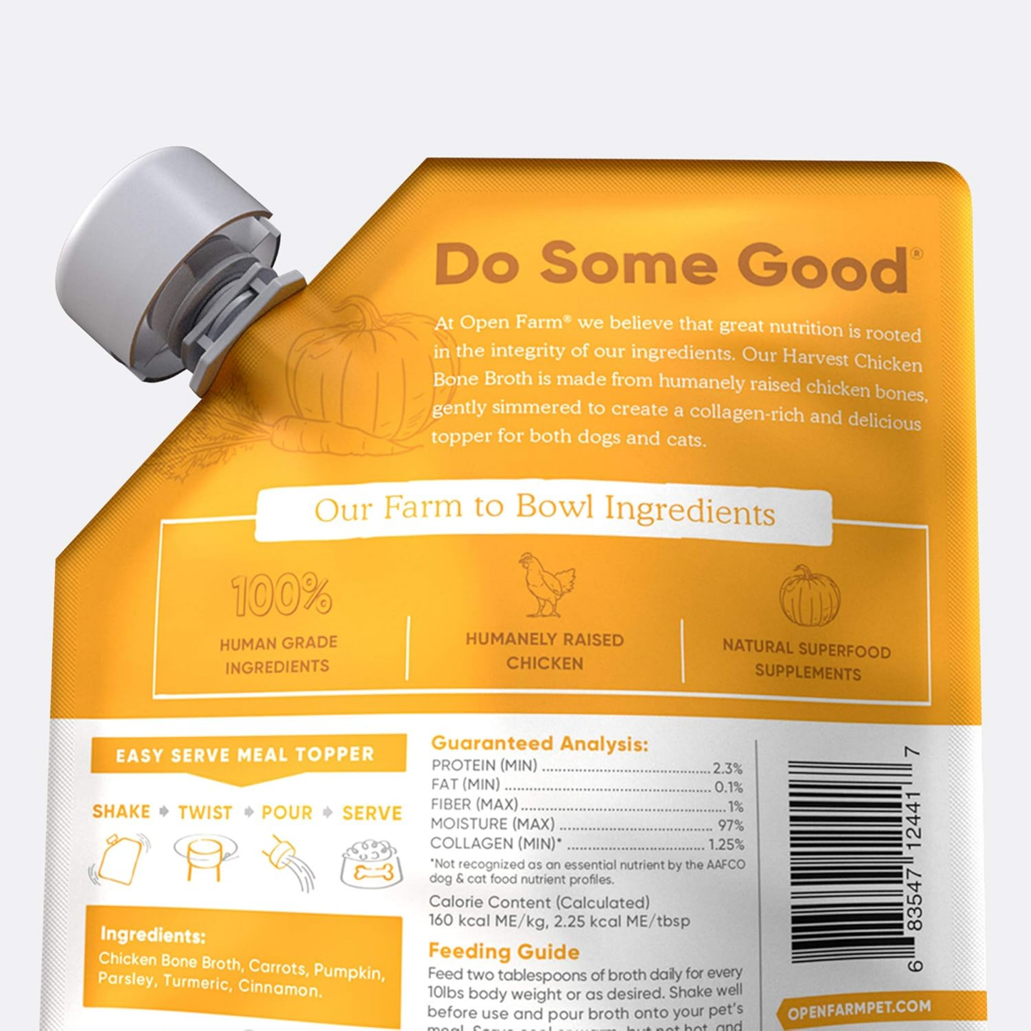Open Farm Bone Broth for Dogs & Cats – Harvest Chicken Recipe, 12 oz | Natural Food Topper with Superfoods