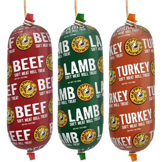 Happy Howie’s Soft Meat Roll Dog Treats – Beef, Lamb & Turkey, 7 oz (Pack of 3) – All Natural, Made in USA
