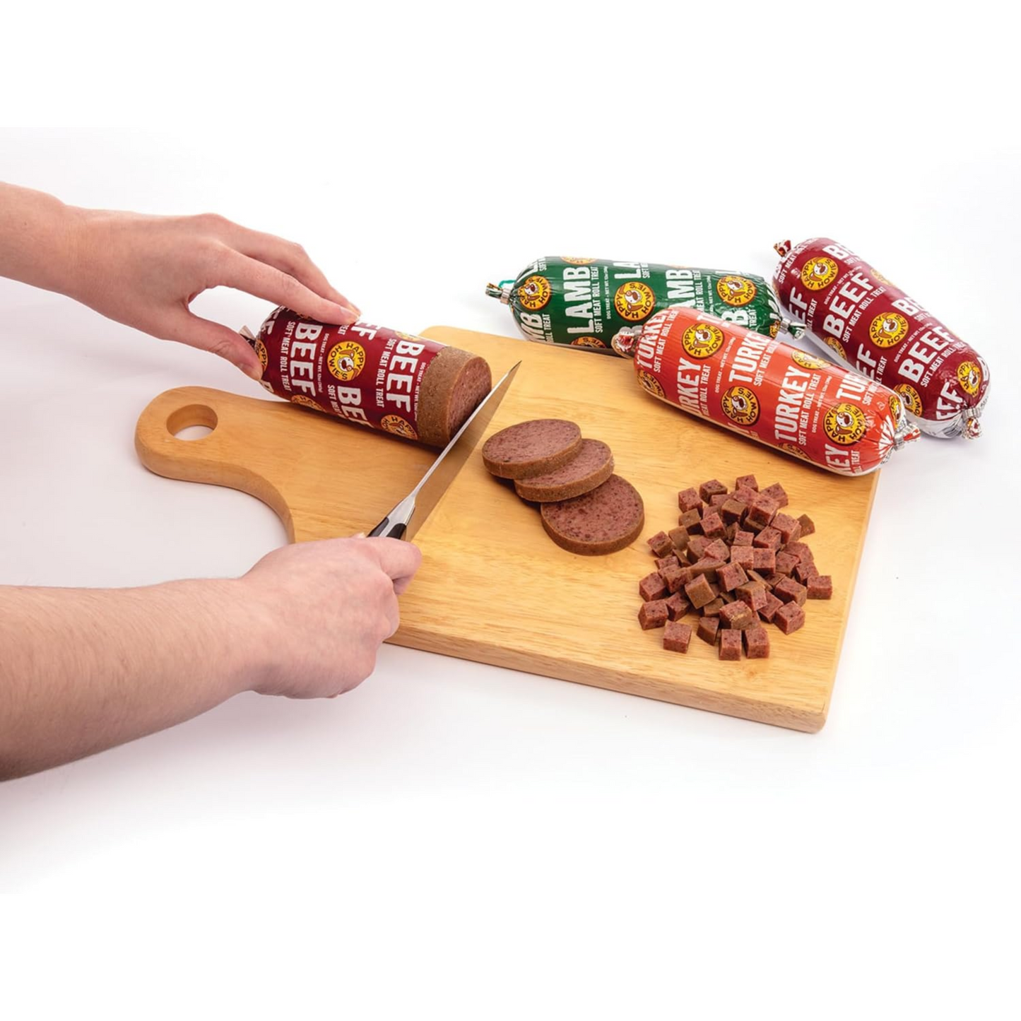 Happy Howie’s Soft Meat Roll Dog Treats – Beef, Lamb & Turkey, 7 oz (Pack of 3) – All Natural, Made in USA