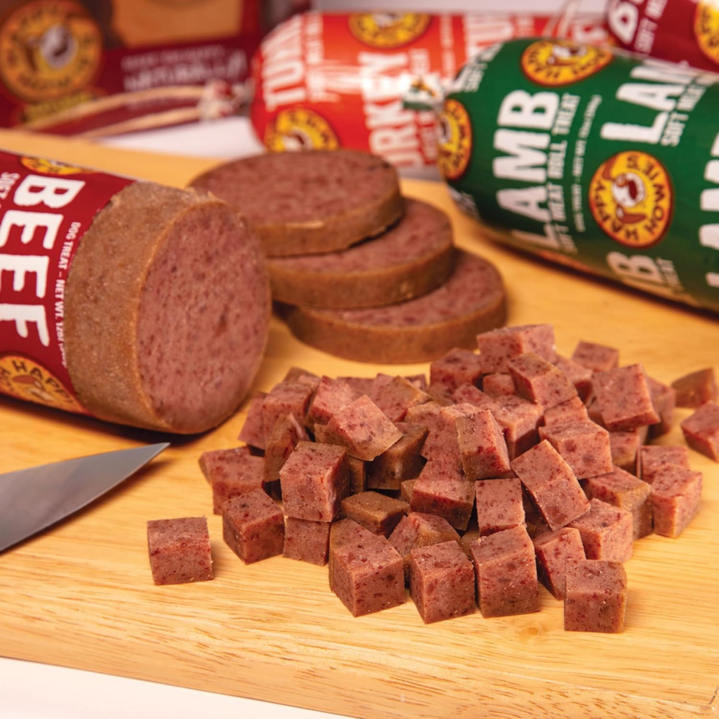 Happy Howie’s Soft Meat Roll Dog Treats – Beef, Lamb & Turkey, 7 oz (Pack of 6) – All Natural, Made in USA