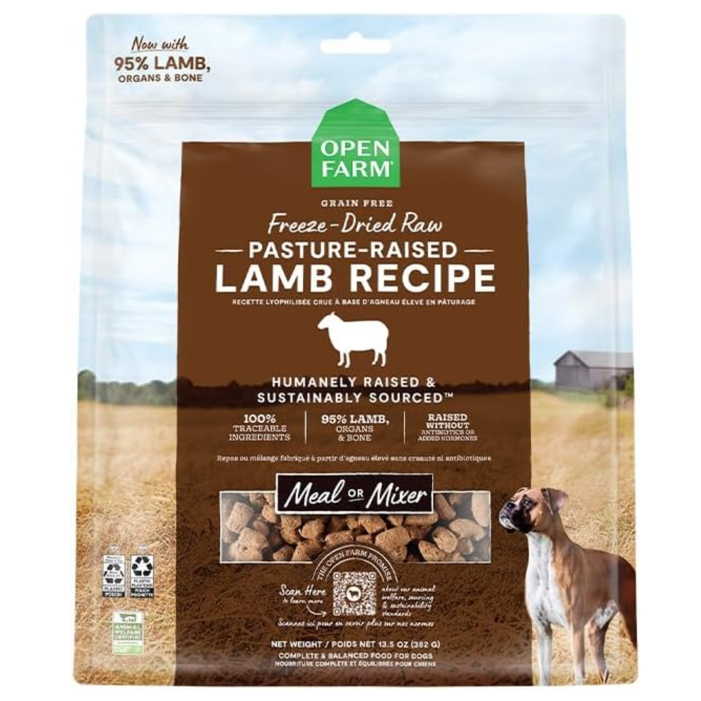 Open Farm Freeze-Dried Raw Dog Food – Pasture Raised Lamb Recipe, 22 oz | Humanely Raised Meat & Non-GMO Superfoods