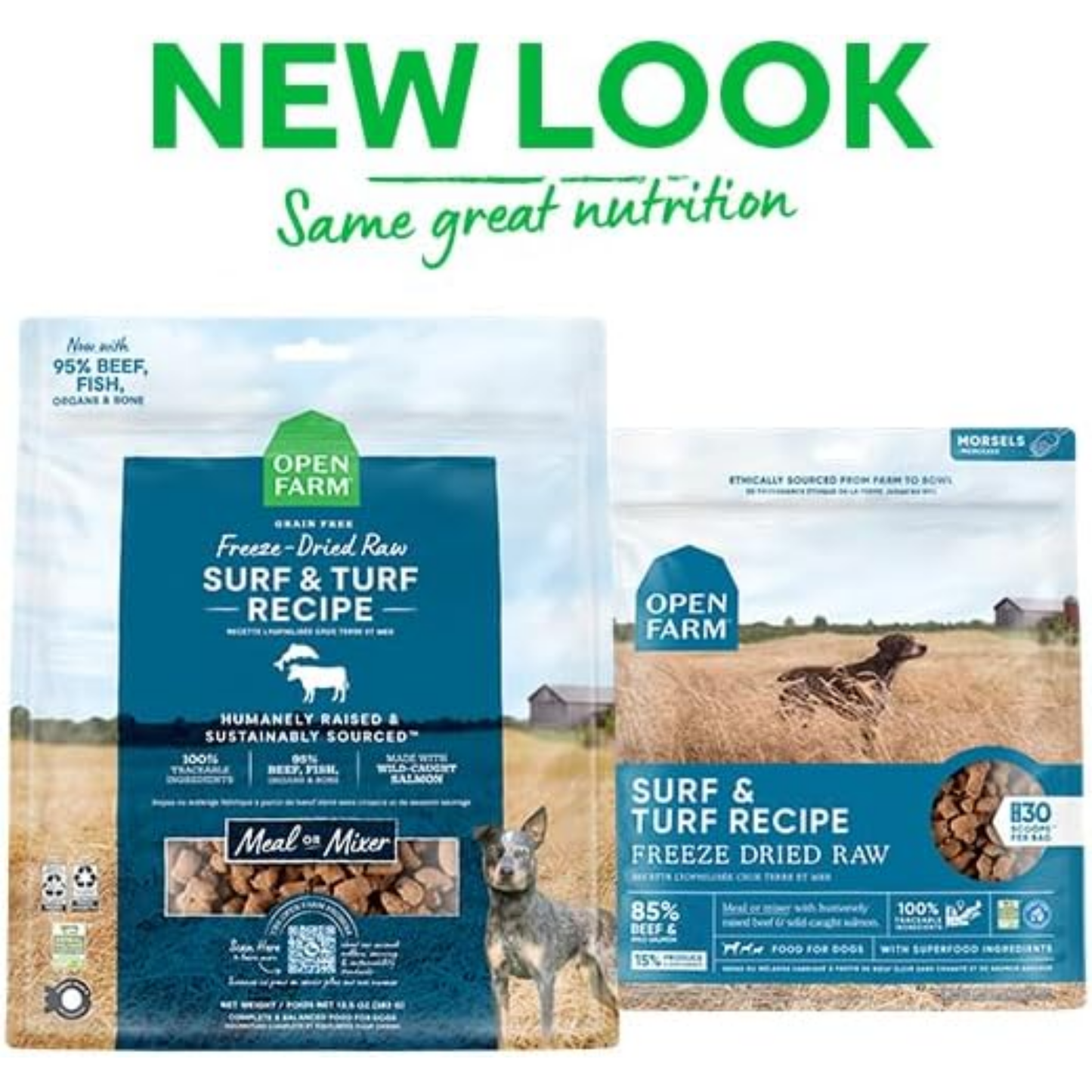 Open Farm Freeze-Dried Raw Dog Food – Surf & Turf Recipe, 22 oz | Humanely Raised Meat & Non-GMO Superfoods