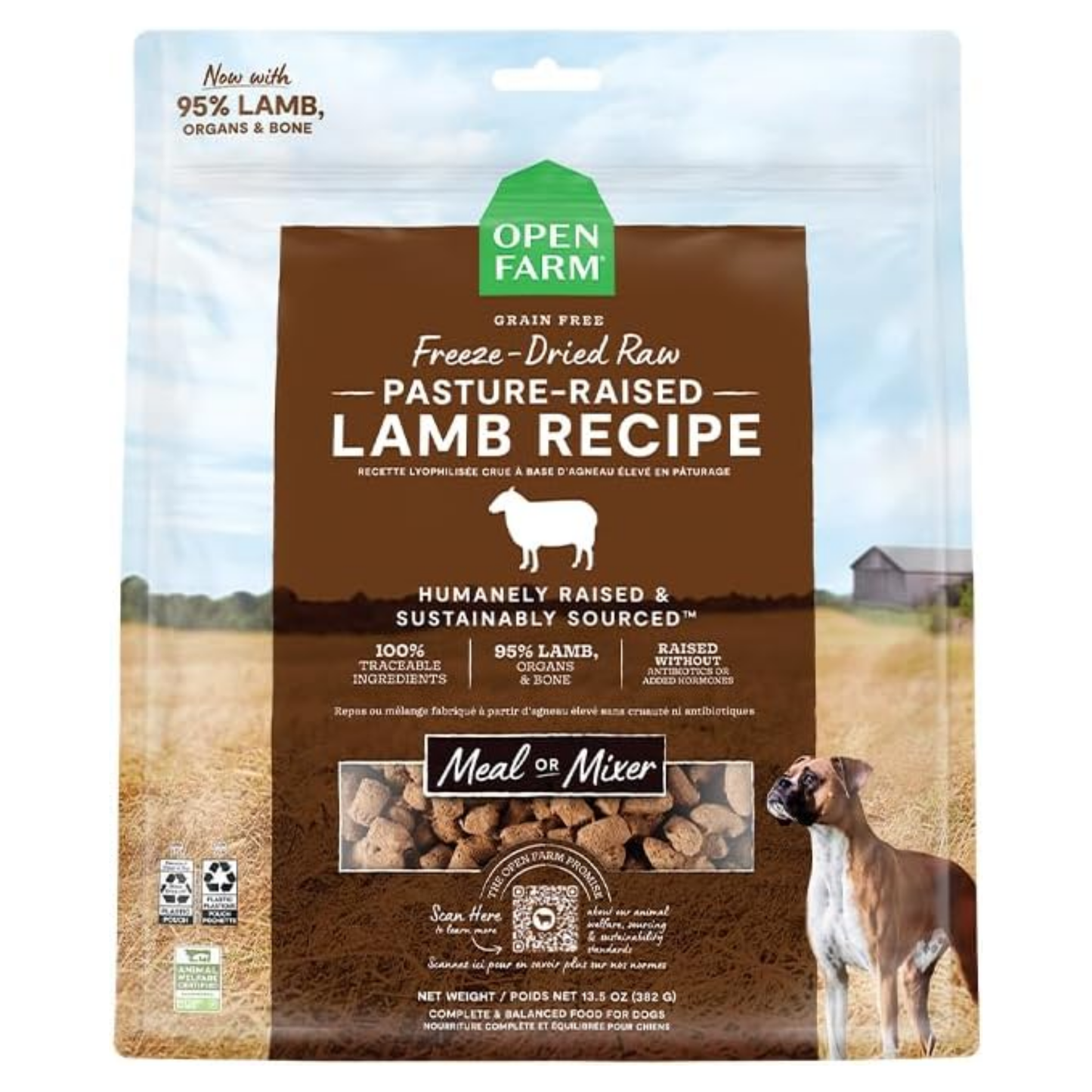 Open Farm Freeze-Dried Raw Dog Food – Pasture Raised Lamb Recipe, 3.5 oz | Humanely Raised Meat & Non-GMO Superfoods