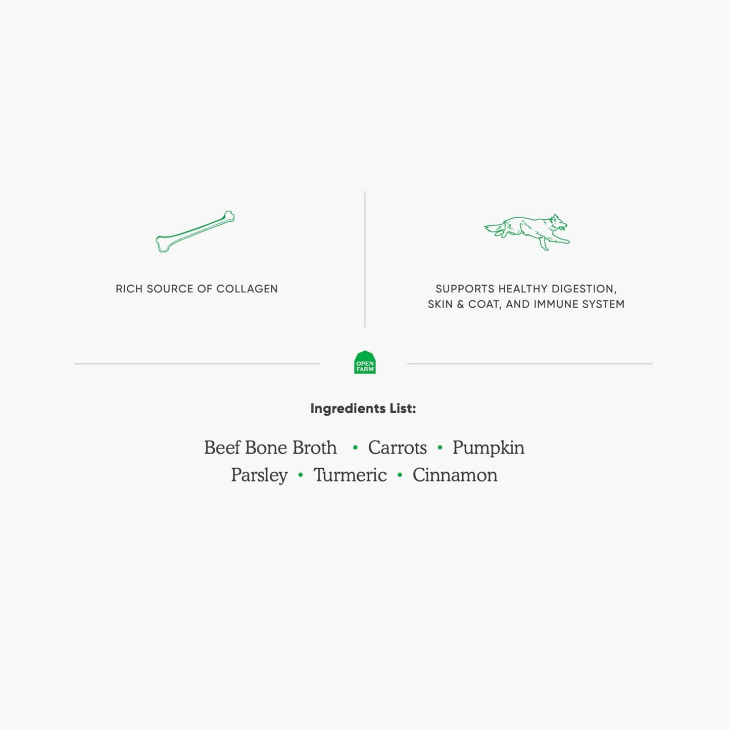 Open Farm Grass-Fed Beef Bone Broth for Dogs & Cats – 32 oz | Food Topper with Superfoods, Humanely Raised, No Artificial Additives