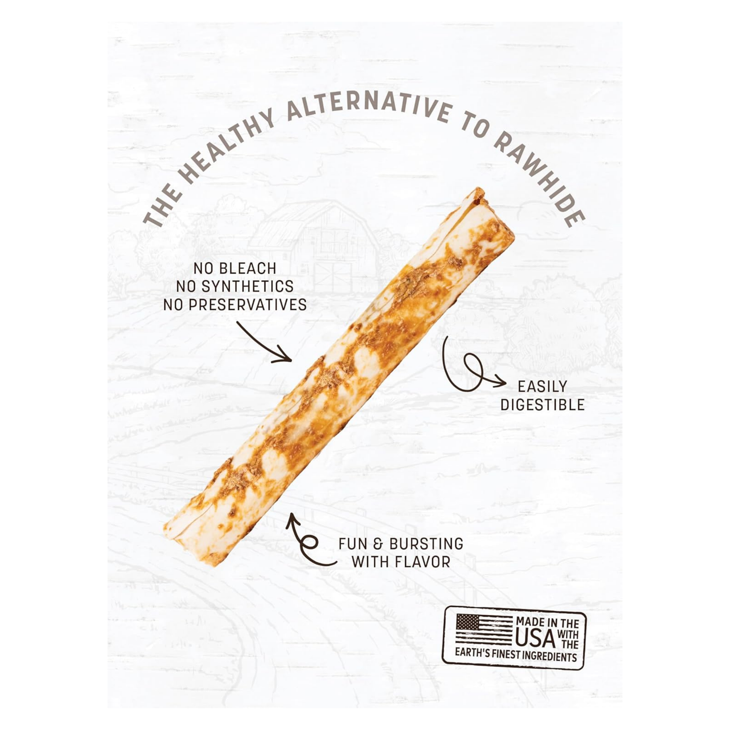 Earth Animal No-Hide Large Peanut Butter Chews – Rawhide-Free Long-Lasting Dog Treats for Aggressive Chewers, 7 oz