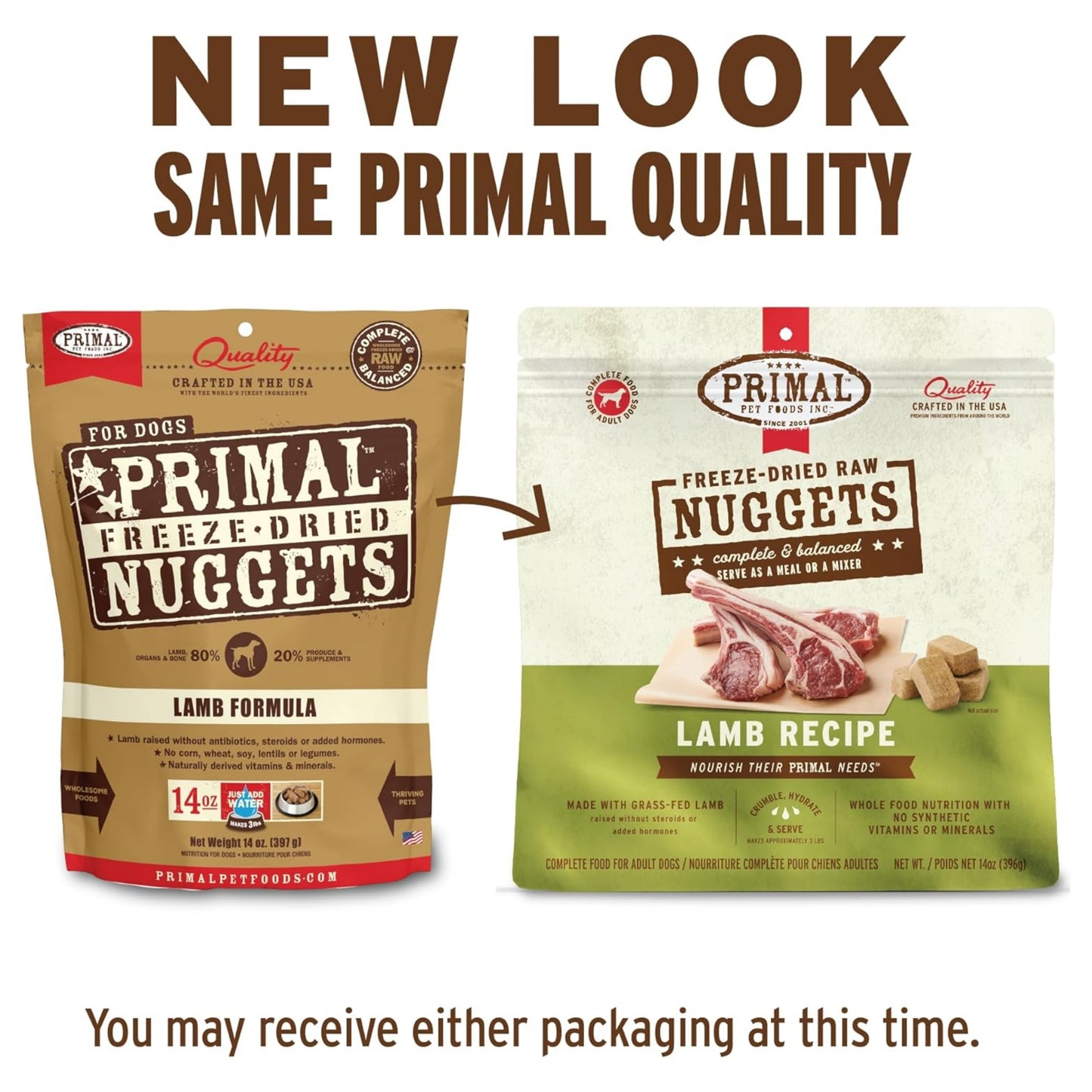 Primal Freeze-Dried Raw Dog Food Nuggets – Lamb (14 oz, 2-Pack) | Grain-Free, High-Protein Meal, Topper & Treat