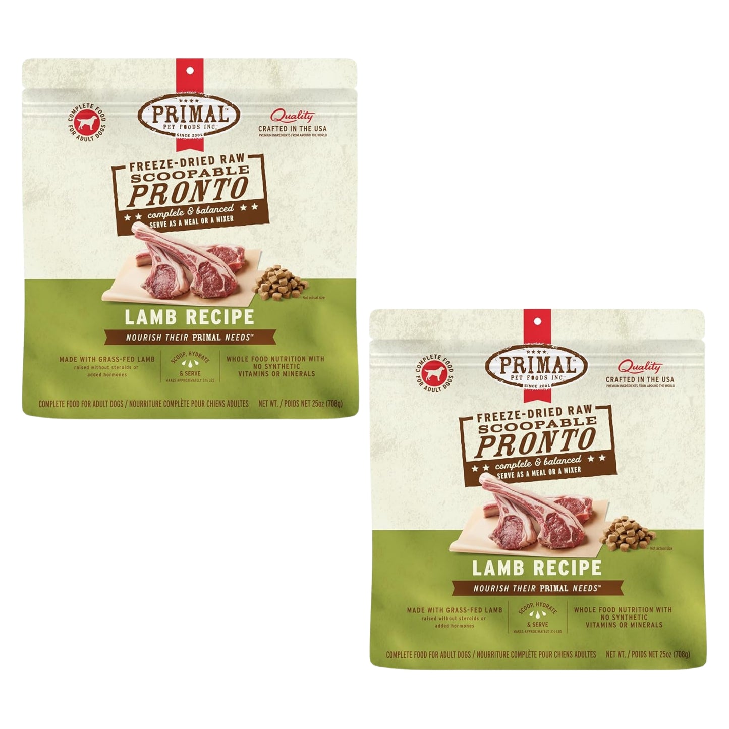 Primal Freeze-Dried Dog Food – Pronto Mini Nuggets Lamb (25 oz, 2-Pack) | Grain-Free, High-Protein Raw Meal, Topper & Treat