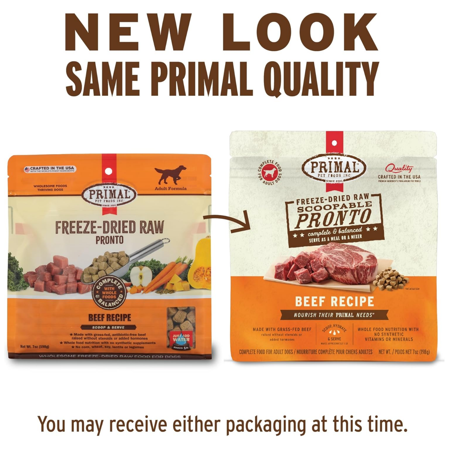 Primal Freeze-Dried Raw Dog Food, Pronto Mini Nuggets, Beef – Scoop & Serve, Complete & Balanced Meal, Topper or Treat, Grain Free, High Protein (25 oz)