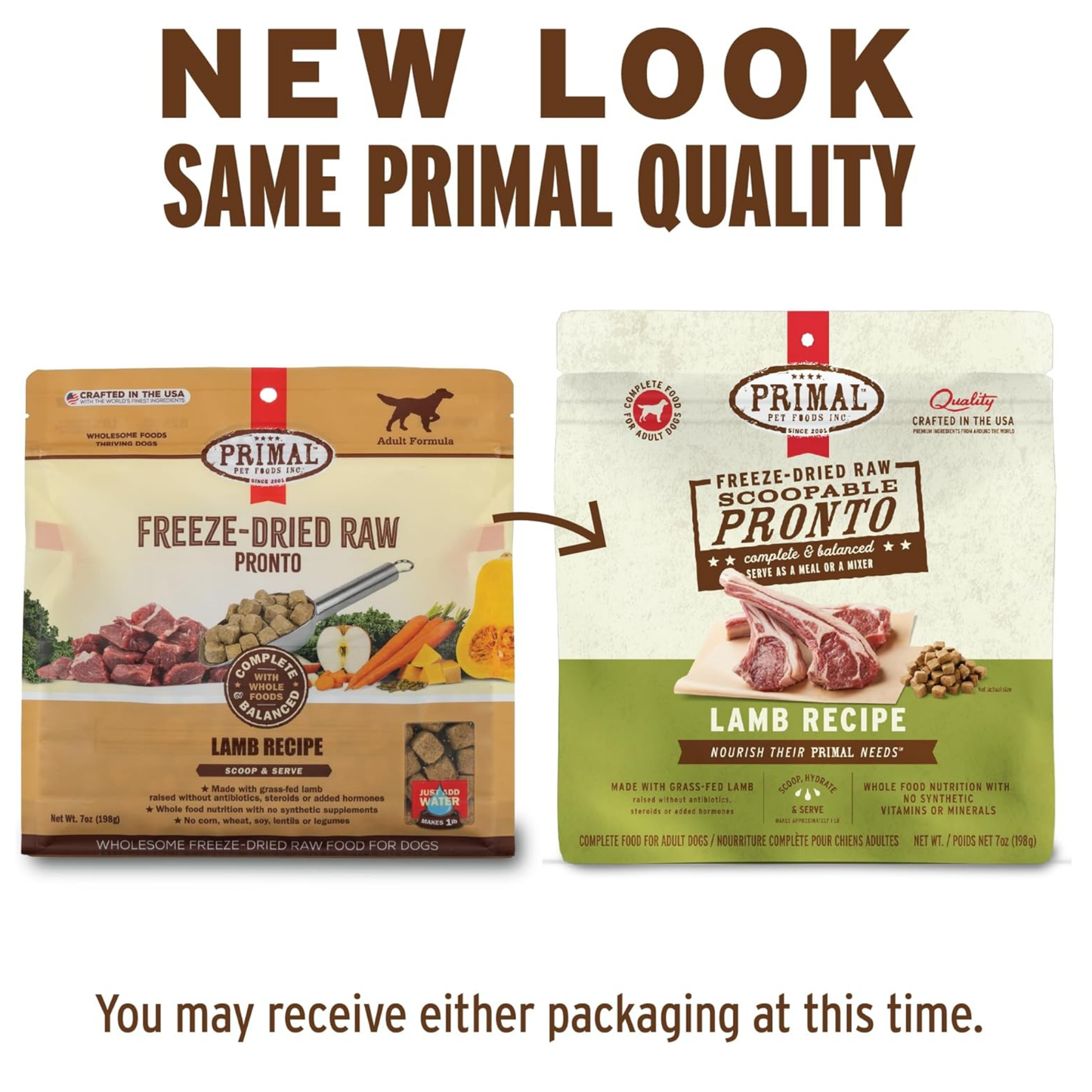 Primal Freeze-Dried Raw Dog Food Pronto Mini Nuggets – Lamb (16 oz, 2-Pack) | Grain-Free, High-Protein Meal, Topper & Treat