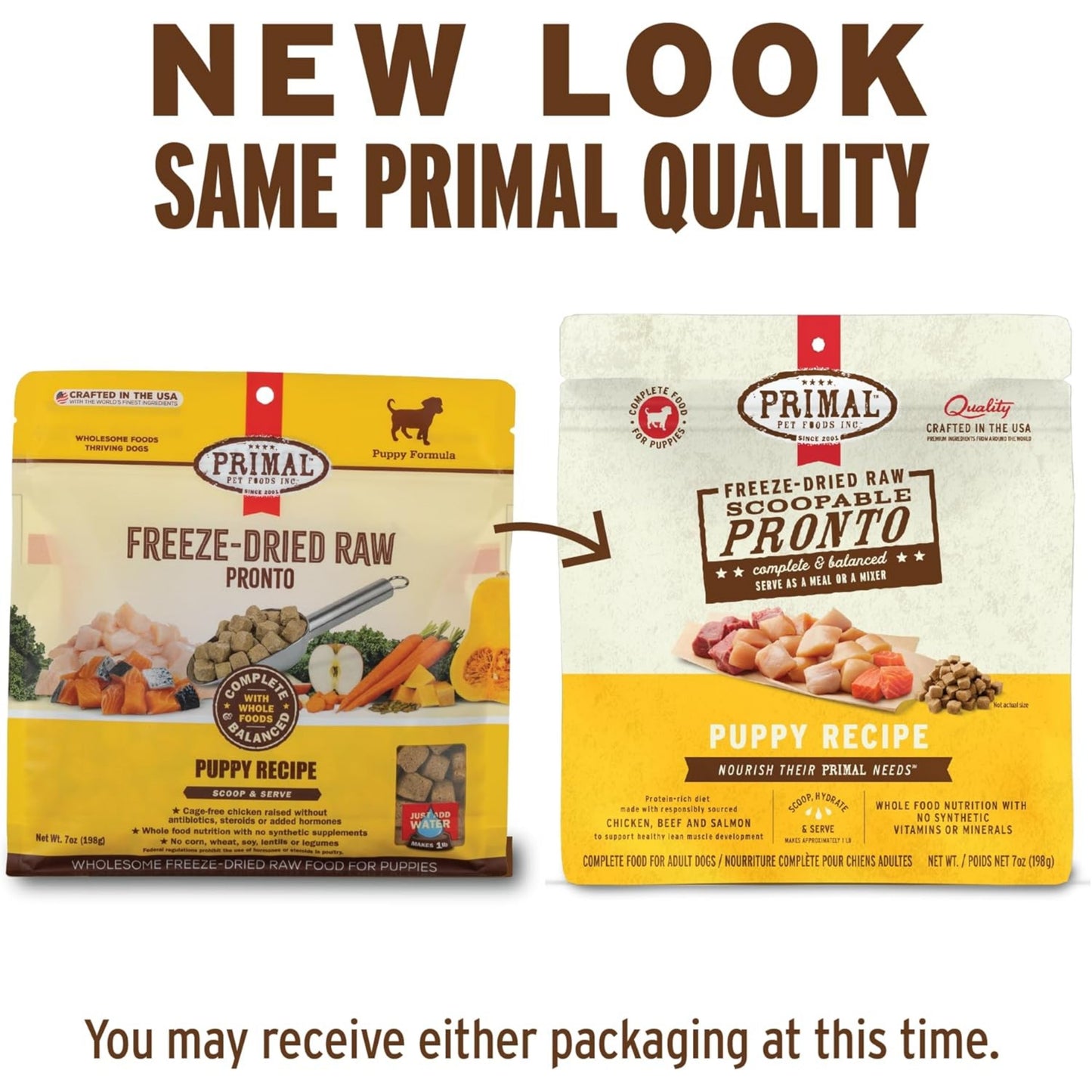 Primal Freeze-Dried Puppy Dog Food – Pronto Mini Nuggets Chicken & Salmon (25 oz, 2-Pack) | Grain-Free, High-Protein Meal, Topper & Treat