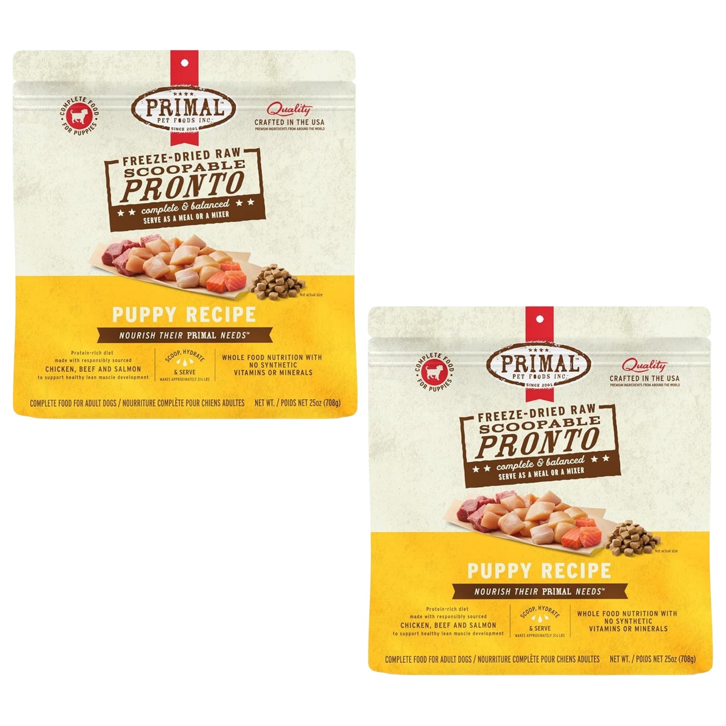 Primal Freeze-Dried Puppy Dog Food – Pronto Mini Nuggets Chicken & Salmon (25 oz, 2-Pack) | Grain-Free, High-Protein Meal, Topper & Treat