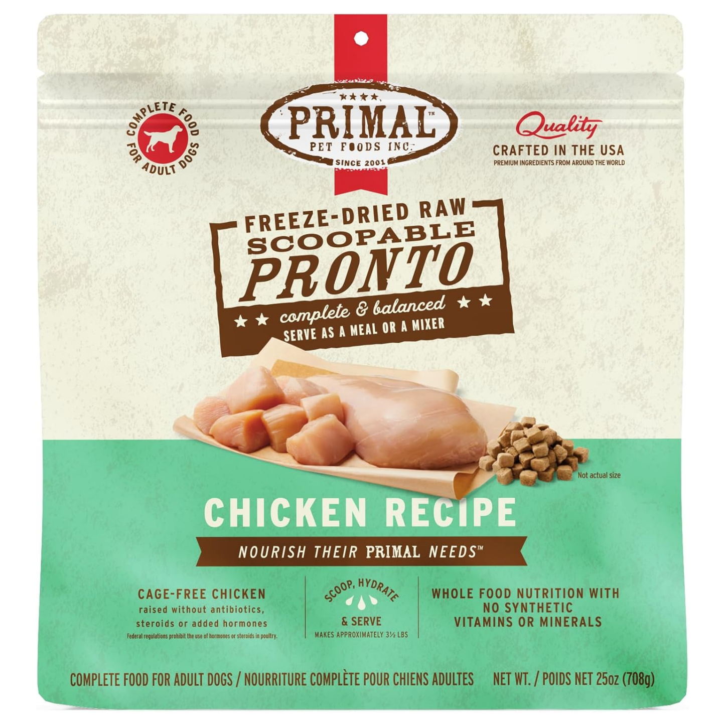 Primal Freeze-Dried Raw Dog Food, Pronto Mini Nuggets, Chicken – Scoop & Serve, Complete & Balanced Meal, Topper or Treat, Grain Free, High Protein (25 oz)