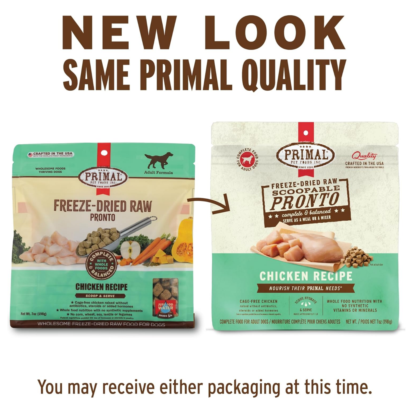 Primal Freeze-Dried Raw Dog Food, Pronto Mini Nuggets, Chicken – Scoop & Serve, Complete & Balanced Meal, Topper or Treat, Grain Free, High Protein (25 oz)