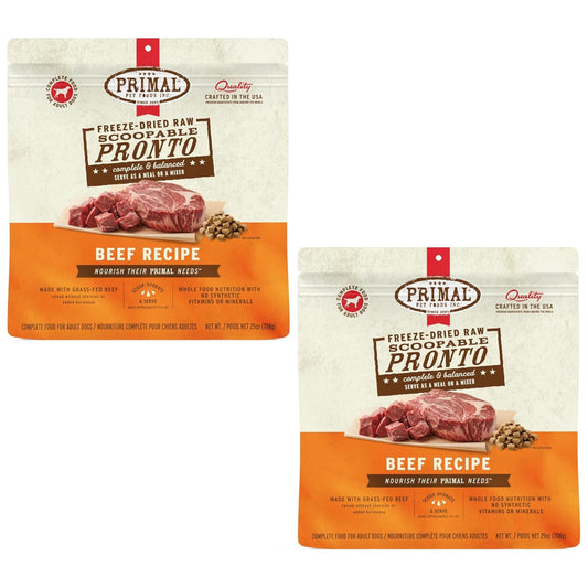 Primal Freeze-Dried Dog Food – Pronto Mini Nuggets Beef (25 oz, 2-Pack) | Grain-Free, High-Protein Raw Meal, Topper & Treat