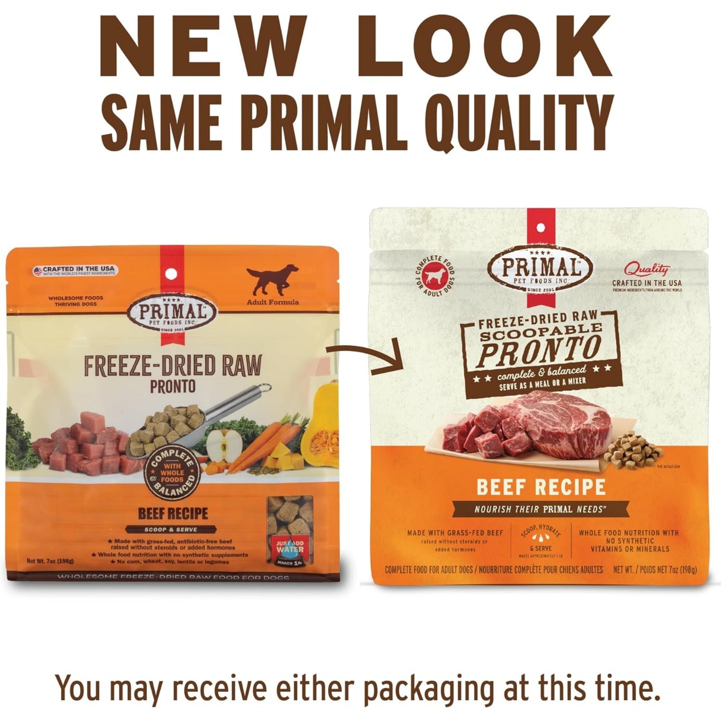 Primal Freeze-Dried Dog Food – Pronto Mini Nuggets Beef (25 oz, 2-Pack) | Grain-Free, High-Protein Raw Meal, Topper & Treat
