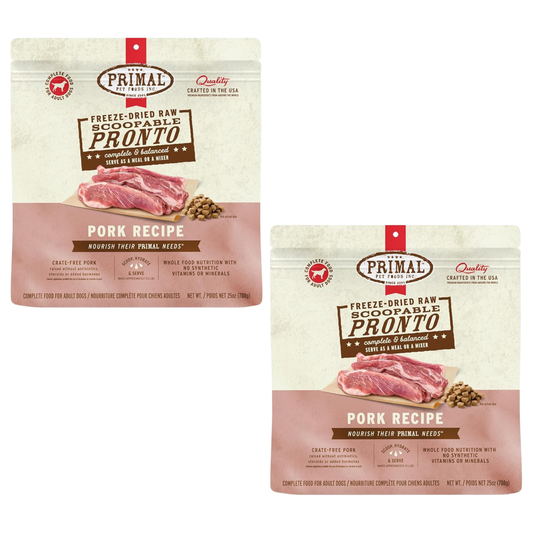 Primal Freeze-Dried Raw Dog Food, Pronto Mini Nuggets, Pork – Scoop & Serve, Complete & Balanced Meal, Topper or Treat, Grain Free, High Protein (25 oz, 2-Pack)