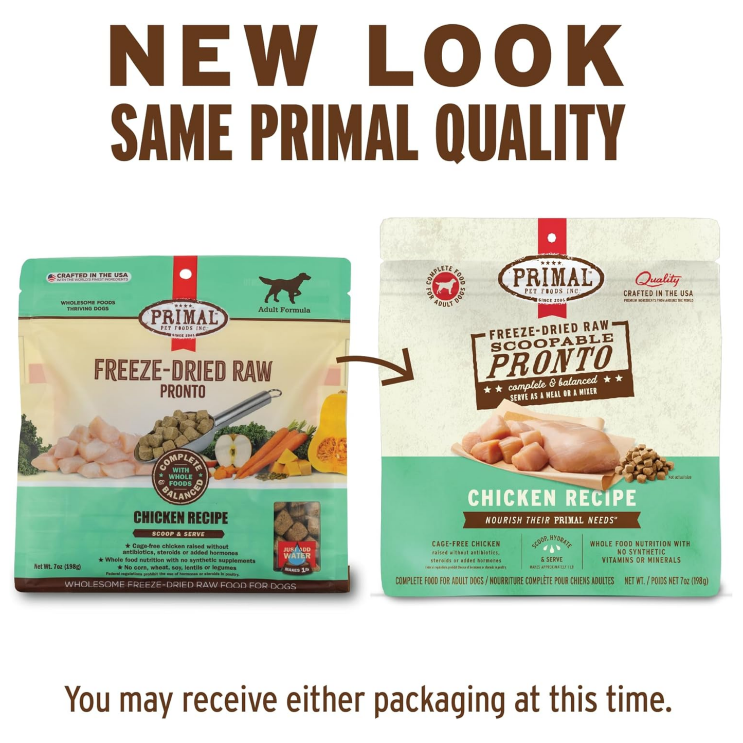 Primal Freeze-Dried Raw Dog Food, Pronto Mini Nuggets, Chicken – Scoop & Serve, Complete & Balanced Meal, Topper or Treat, Grain Free, High Protein (16 oz)