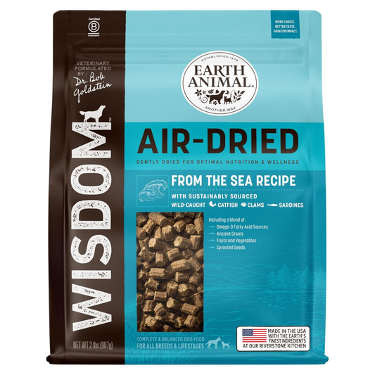 Earth Animal Wisdom Air-Dried Dog Food – From The Sea Recipe, Premium Natural Dog Food for All Breeds & Ages, 2 lb Bag