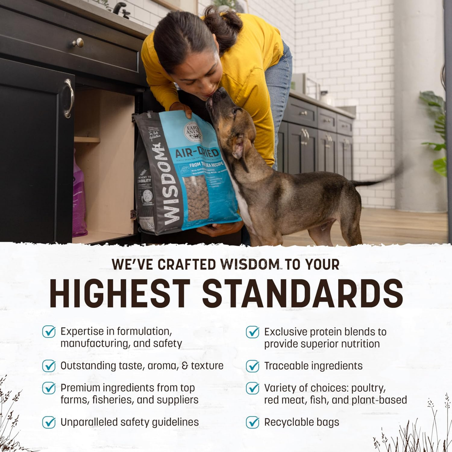 Earth Animal Wisdom Air-Dried Dog Food – From The Sea Recipe, Premium Natural Dog Food for All Breeds & Ages, 2 lb Bag