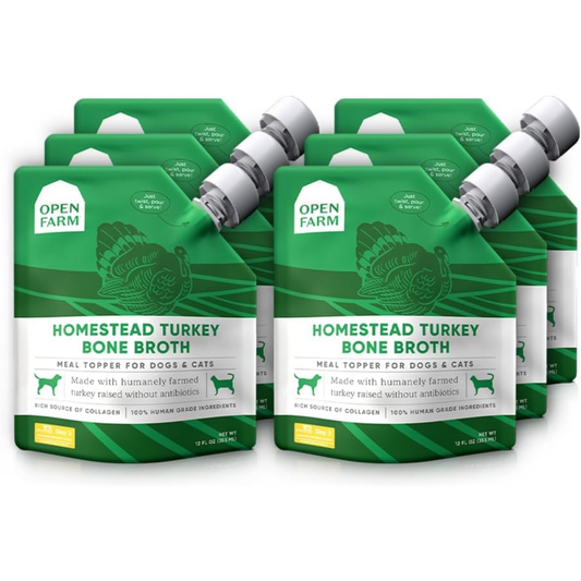 Open Farm Bone Broth Food Topper for Dogs & Cats – Homestead Turkey, 72 oz (6 Pack) | Humanely Raised Meat & Superfoods