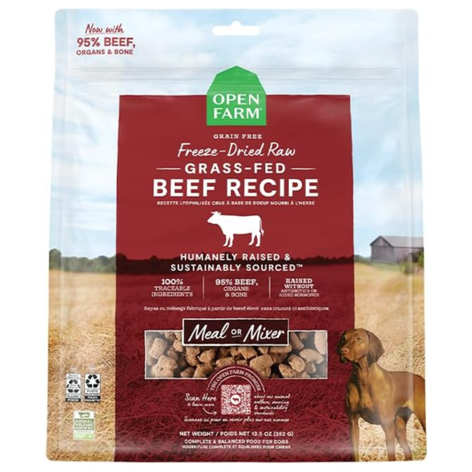 Open Farm Freeze-Dried Raw Dog Food – Grass-Fed Beef Recipe, 31.5 oz | Humanely Raised Meat & Non-GMO Superfoods