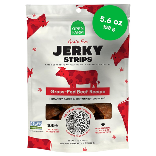 Open Farm Dog Jerky Treats – Soft & Chewy Grain-Free Grass-Fed Beef, 5.6 oz | Ethically & Sustainably Sourced