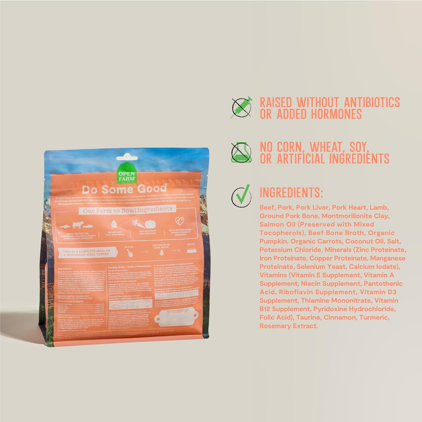 Open Farm RawMix Freeze-Dried Raw Morsels Dog Food Topper – Tide & Terrain Recipe, 13.5 oz | 95% Real Meat, Organs & Bones with Bone Broth