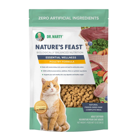 Dr. Marty Nature’s Feast Essential Wellness Freeze-Dried Raw Cat Food – Poultry Recipe, 12 oz