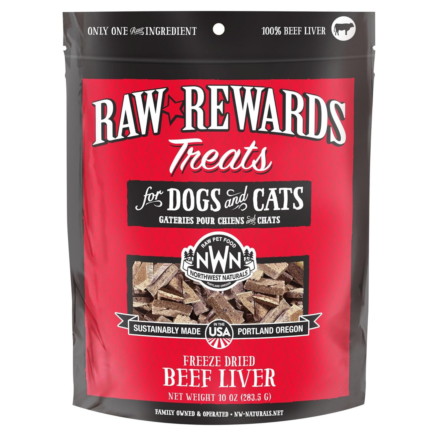 Northwest Naturals Raw Rewards Freeze-Dried Beef Liver Treats – 10 oz, for Dogs & Cats