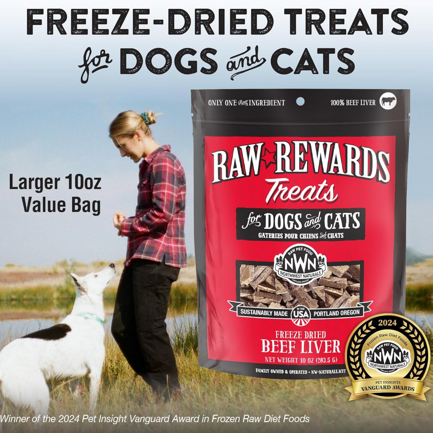 Northwest Naturals Raw Rewards Freeze-Dried Beef Liver Treats – 10 oz, for Dogs & Cats