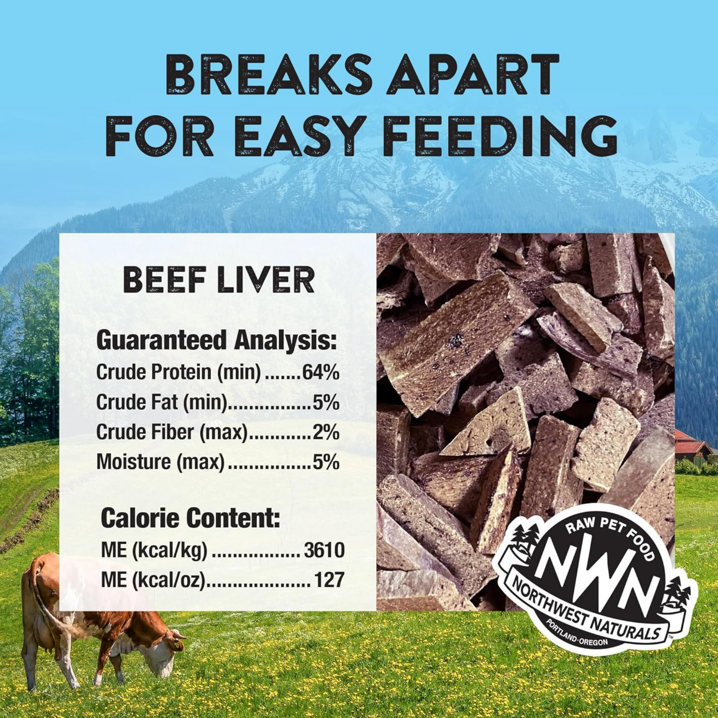 Northwest Naturals Raw Rewards Freeze-Dried Beef Liver Treats – 10 oz, for Dogs & Cats