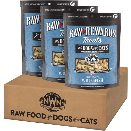 Northwest Naturals Raw Rewards Freeze-Dried Whitefish Treats – 10 oz (Pack of 3), for Dogs & Cats
