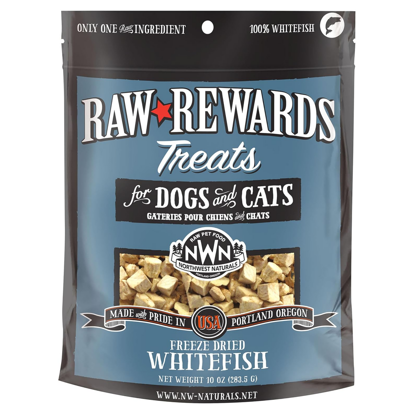 Northwest Naturals Raw Rewards Freeze-Dried Whitefish Treats – 10 oz (Pack of 3), for Dogs & Cats