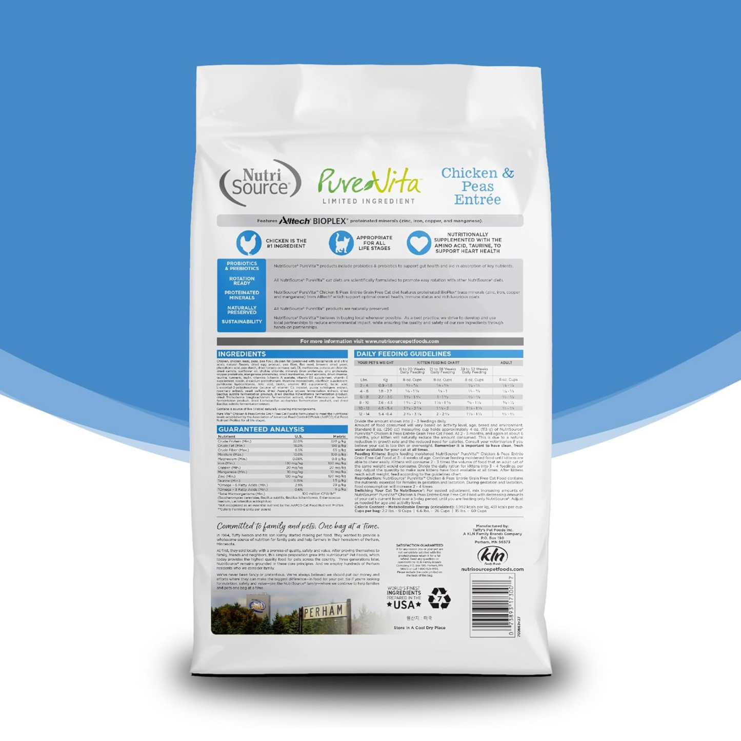 NutriSource Pure Vita Grain-Free Cat Food – Chicken & Peas, 6.6LB