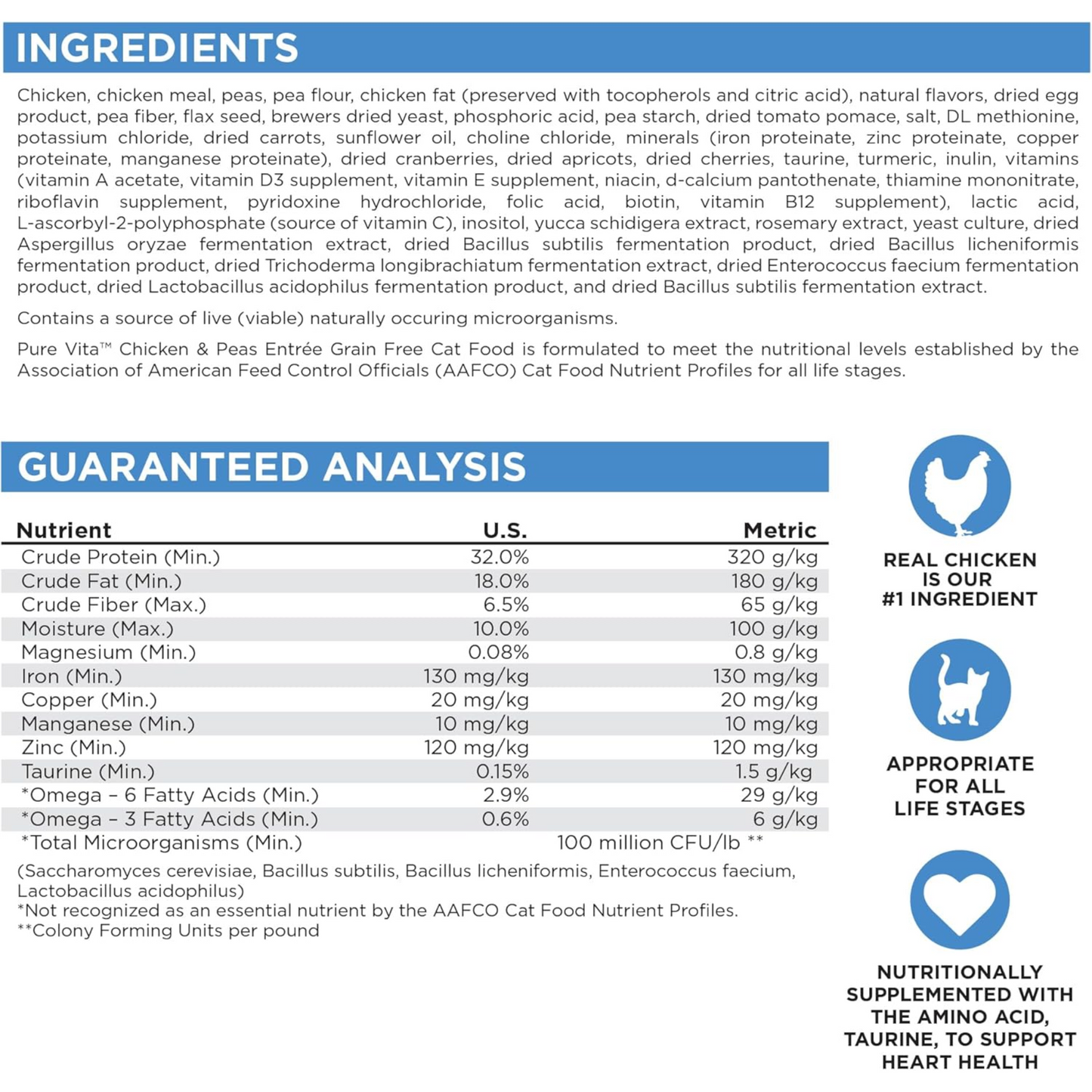 NutriSource Pure Vita Grain-Free Cat Food – Chicken & Peas, 6.6LB